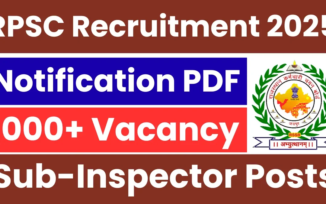 Rajasthan Police SI Recruitment 2025: Notification Out for 1000+ Vacancy