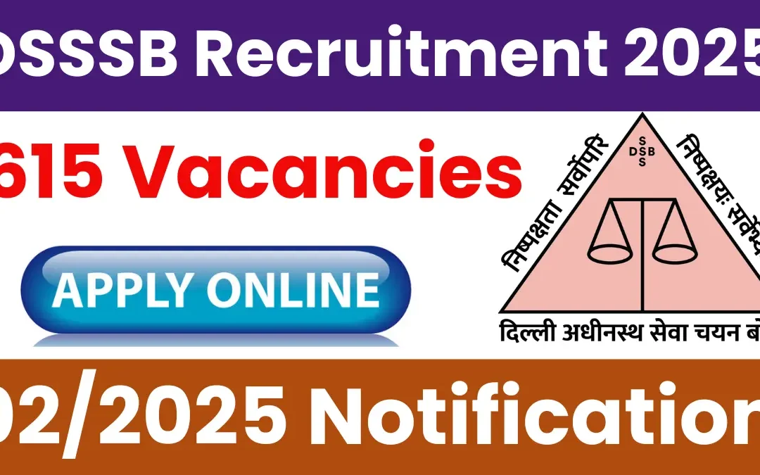 DSSSB Recruitment 2025: Notification Out for Various Posts, Check All Details