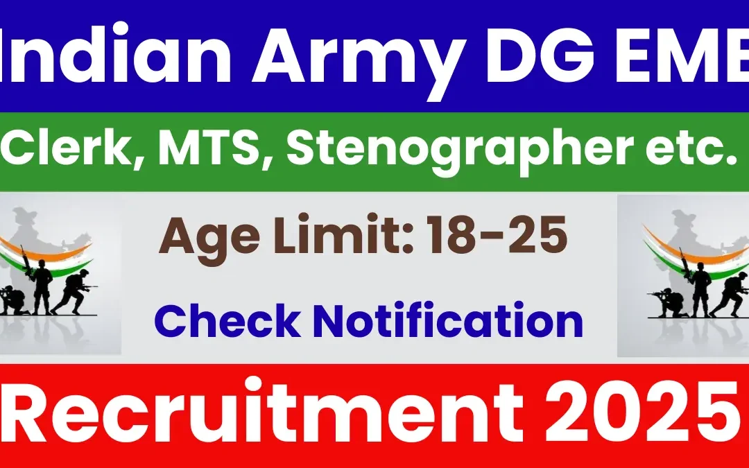 Army DG EME Group C Recruitment 2025: Notification Out for MTS, Clerk, Washerman & Other Posts