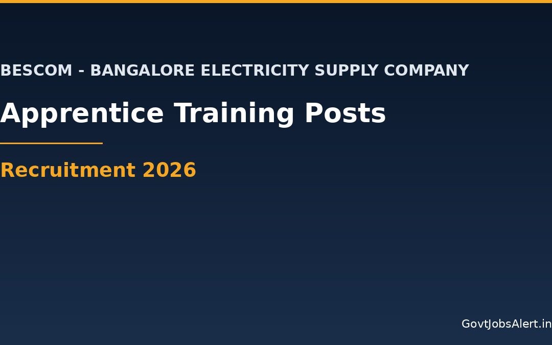 BESCOM Apprentice Recruitment 2026: Apply Online for 520 Apprentice Training Posts, Stipend Up to ₹9,008/Month