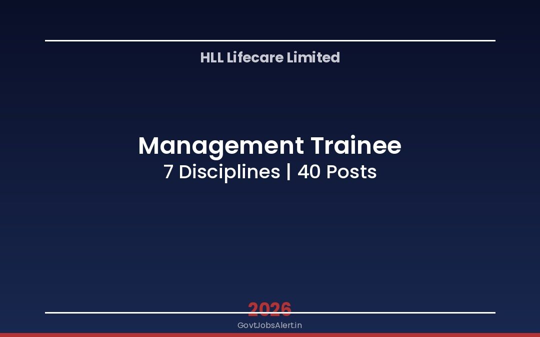 HLL Management Trainee Recruitment 2026: Apply Online for 40 Posts Across 7 Disciplines, Salary ₹40,000 – ₹1,40,000