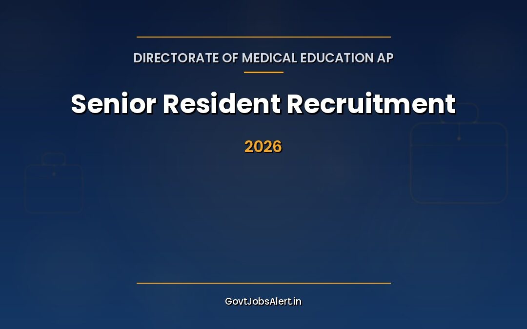 DME AP Senior Resident Recruitment 2026: Apply Online for 284 Vacancies, Salary ₹80,500/Month