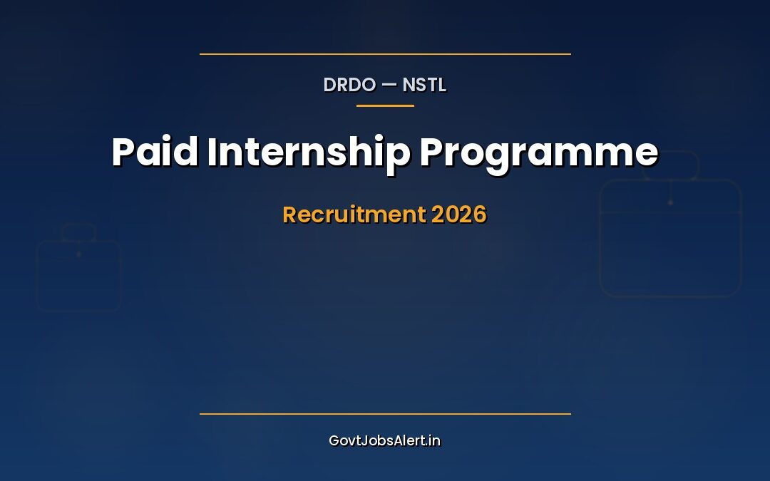 DRDO NSTL Internship 2026: Apply for 35 Paid Positions, ₹5,000/Month, Last Date 23 Mar