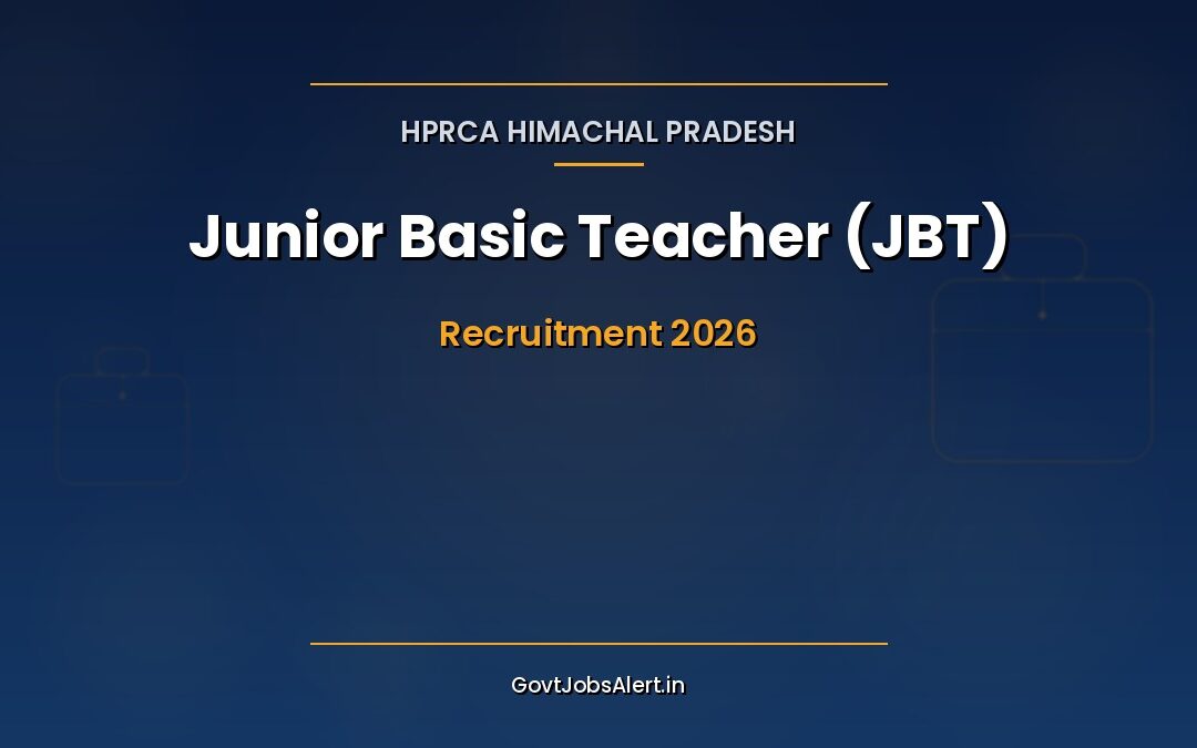 HPRCA Junior Basic Teacher Recruitment 2026: Apply for 600 JBT Posts in Himachal Pradesh, Salary ₹18,000/Month