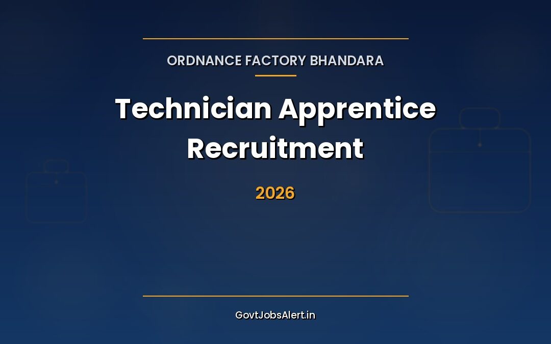 Ordnance Factory Bhandara Technician Apprentice Recruitment 2026: Apply for 50 Posts, Stipend ₹10,900/Month