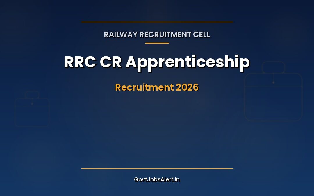 RRC CR Apprenticeship 2026: Apply Online for 56 Stenographers, Fitters & Mechanics – ₹9,600/Month