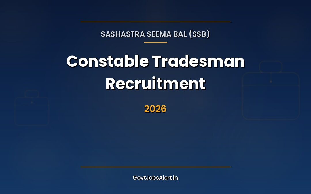 SSB Constable (Tradesman) Recruitment 2026: Apply Online for 827 Posts in 11 Trades, Salary ₹21,700–₹69,100