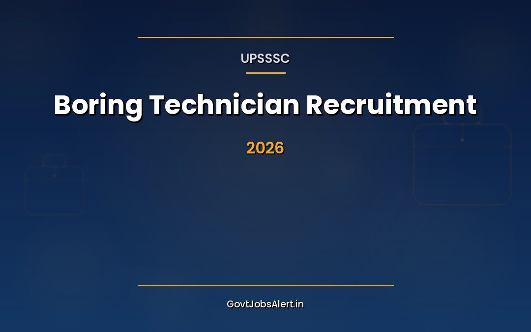 UPSSSC Boring Technician Recruitment 2026: Apply Online for 402 Group C Posts, Salary Up to ₹63,200