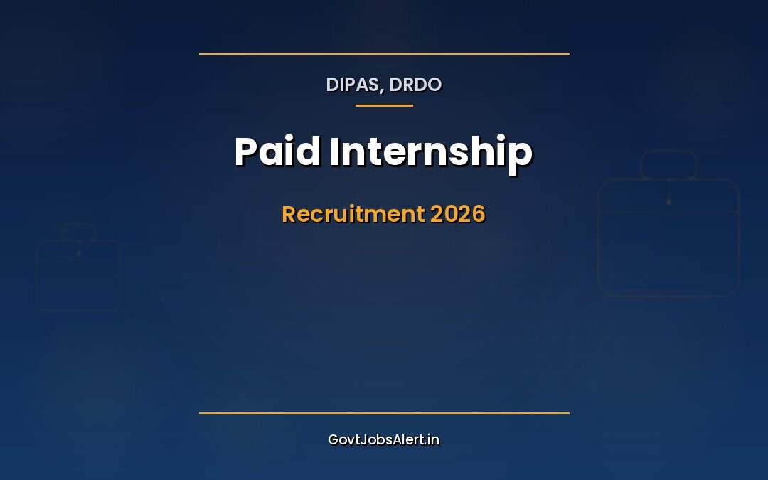 DRDO DIPAS Paid Internship 2026: B.Tech/M.Tech Vacancies, Apply by 15 May