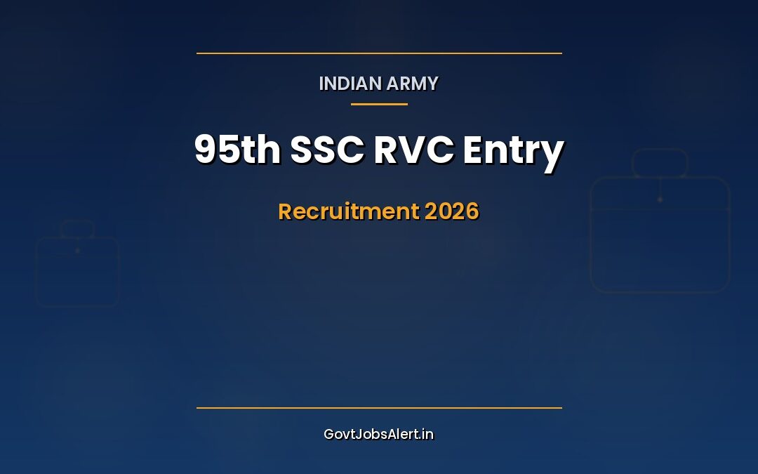 Indian Army 95th SSC RVC 2026: 20 Veterinary Officer Posts, ₹61,300 Salary — Apply Online